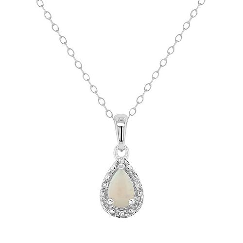 Sterling Silver Pear Shaped Diamond Accent Frame Pendant Necklace