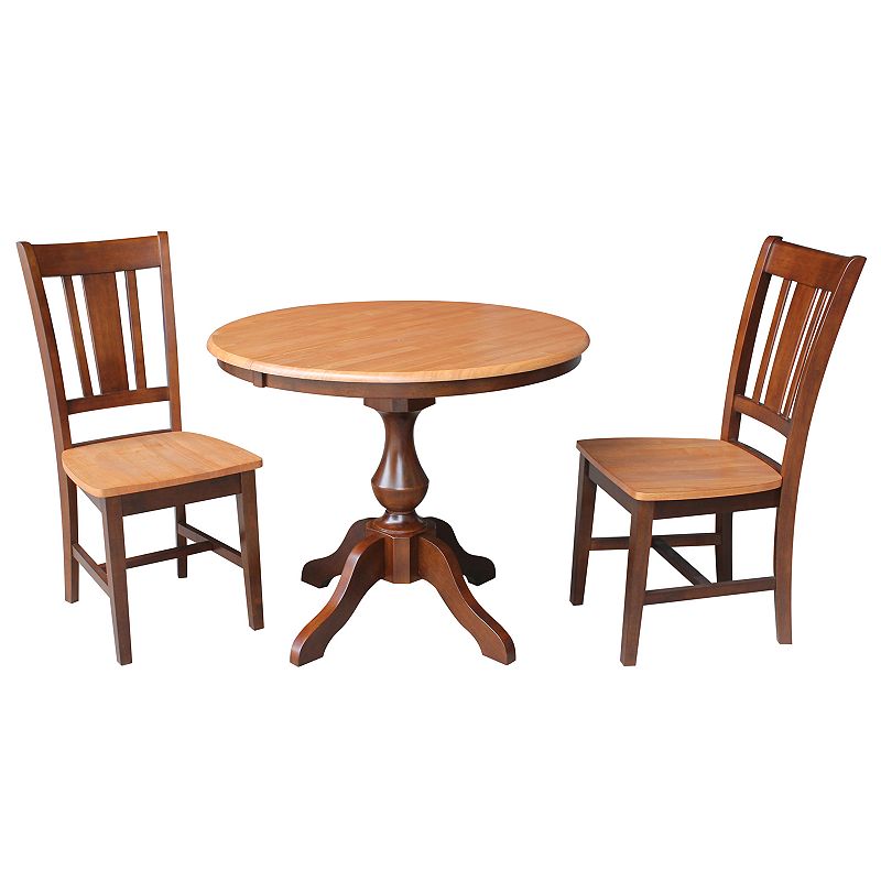 International Concepts Round Dining Table & Chair 3-piece Set, Multicolor