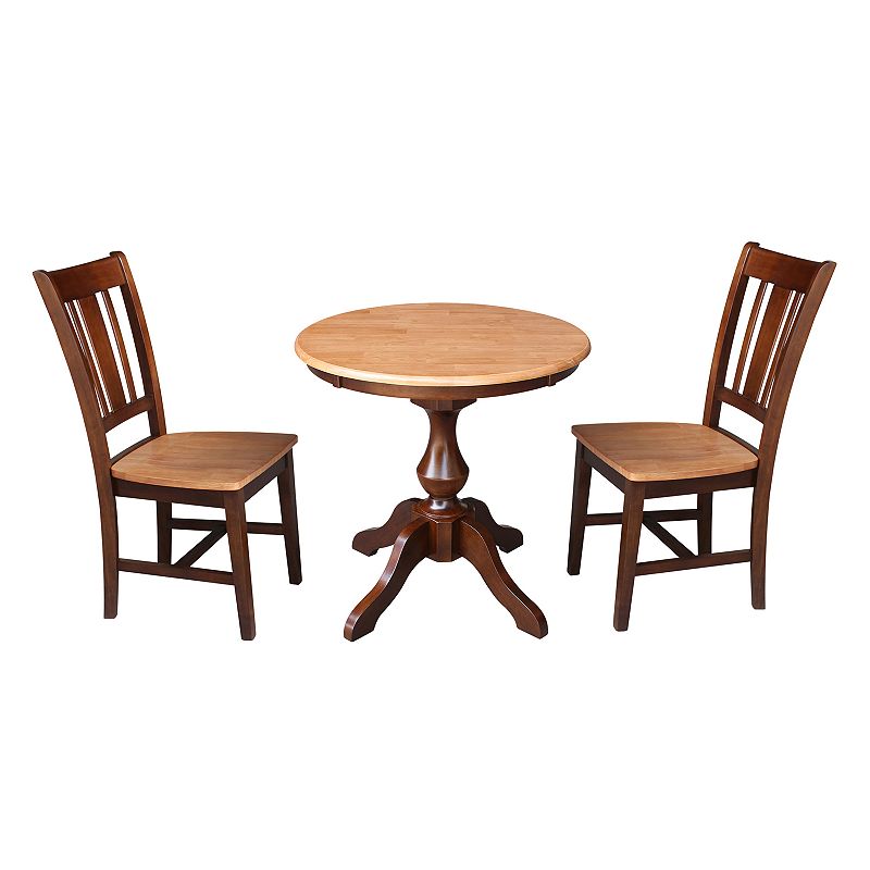 International Concepts Round Pedestal Dining Table & Chair 3-piece Set, Mul