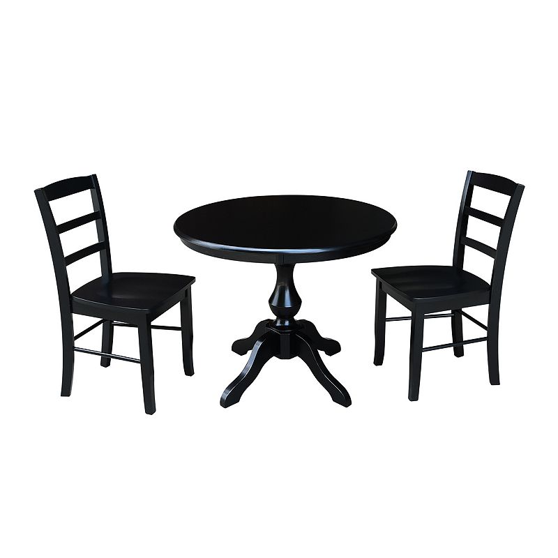 International Concepts Round Pedestal Dining Table & Madrid Chair 3-piece S