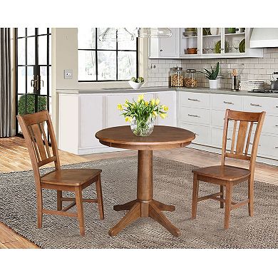International Concepts Pedestal Dining Table & San Remo Chair 3-piece Set