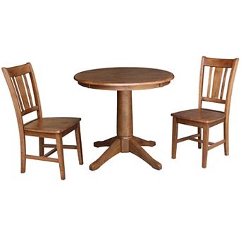 International Concepts Pedestal Dining Table & San Remo Chair 3 pc Set