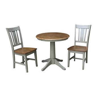 International Concepts Pedestal Dining Table & San Remo Chair 3 pc Set