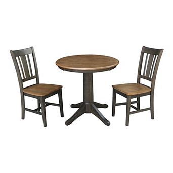 International Concepts Pedestal Dining Table & San Remo Chair 3 pc Set