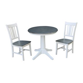 International Concepts Pedestal Dining Table & San Remo Chair 3 pc Set