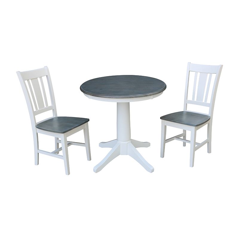 International Concepts Pedestal Dining Table & San Remo Chair 3-piece Set, 