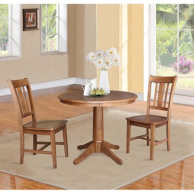 International Concepts Round Pedestal Table & San Remo Chair 3-piece Set