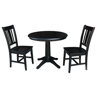 International Concepts Round Pedestal Table & San Remo Chair 3 pc Set