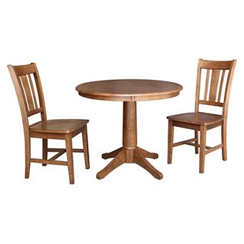 International Concepts Round Pedestal Table & San Remo Chair 3 pc Set