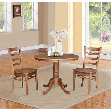 International Concepts Two-Tone Round Pedestal Dining Table & Chair 3-piece Set