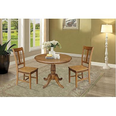 International Concepts Round Pedestal Dining Table & Chair 3-piece Set