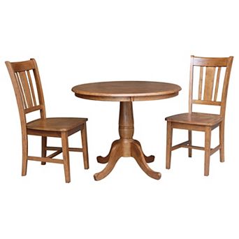 International Concepts Round Pedestal Dining Table & Chair 3 pc Set
