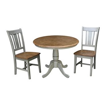 International Concepts Round Pedestal Dining Table & Chair 3 pc Set