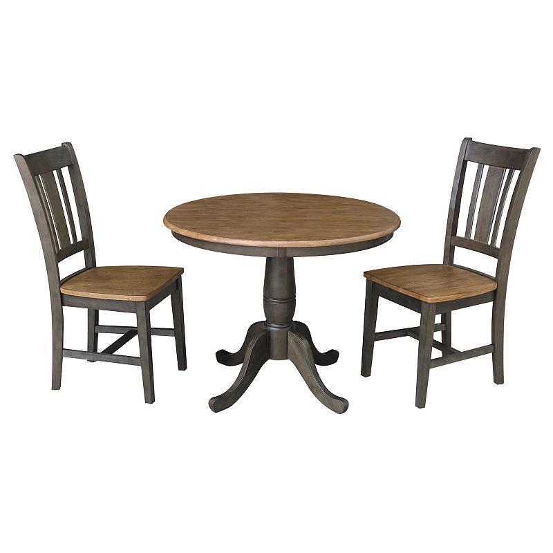 International Concepts Round Pedestal Dining Table & Chair 3-piece Set, Bei