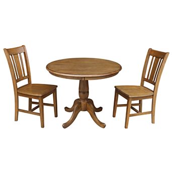International Concepts Round Pedestal Dining Table & Chair 3 pc Set