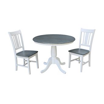 International Concepts Round Pedestal Dining Table & Chair 3 pc Set