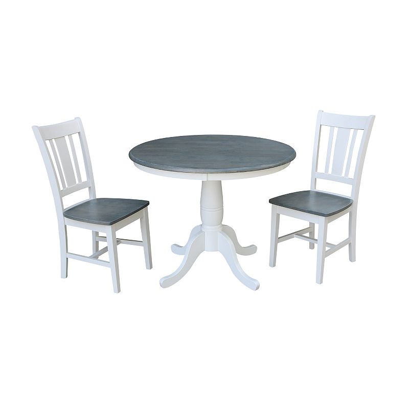 International Concepts Round Pedestal Dining Table & Chair 3-piece Set, Mul