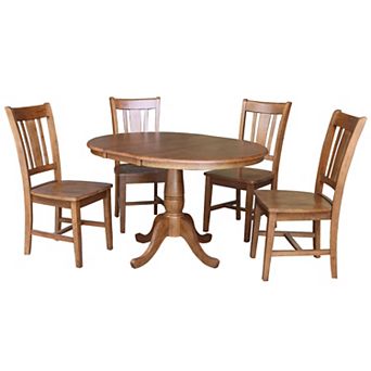 International Concepts Round Pedestal Table & Chair 6 pc Set