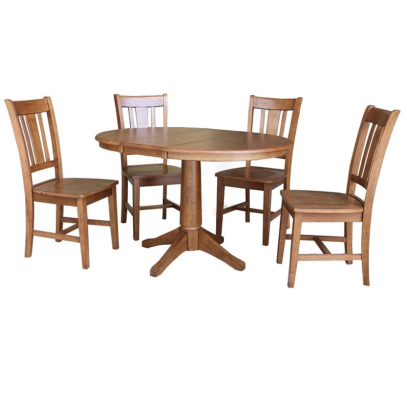 International Concepts Extension Dining Table & Chair 6-piece Set, Brown