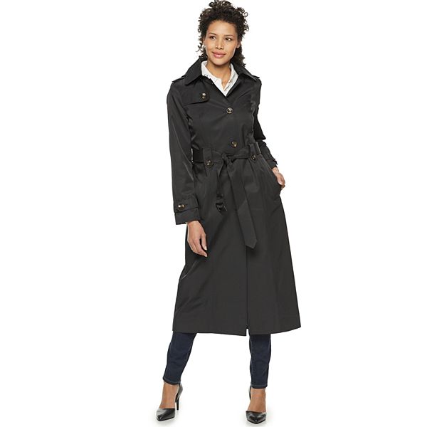 Tower By London Fog Long Trench Coat, London Fog Black Hooded Trench Coat