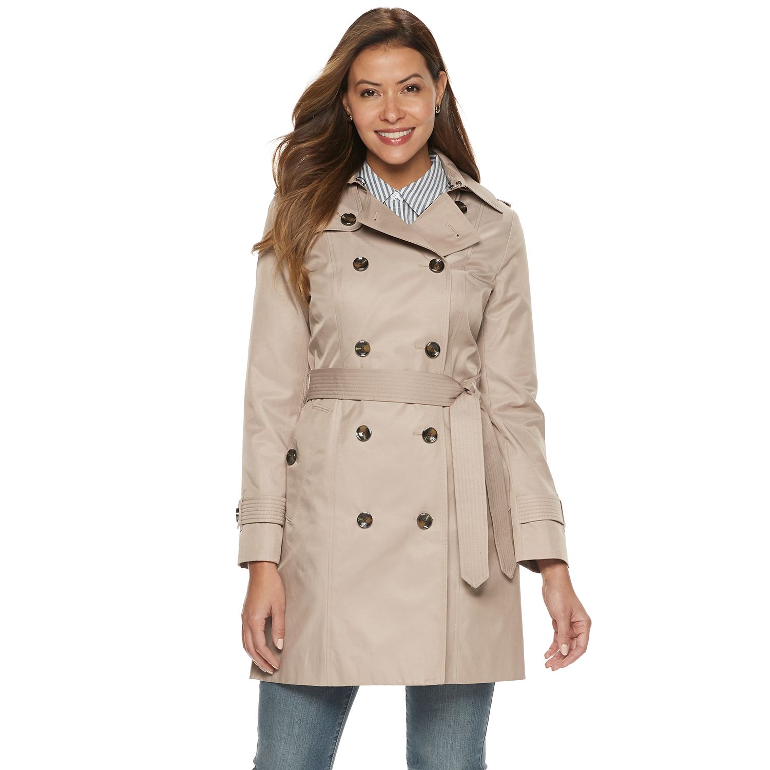 double breasted hooded trench coat
