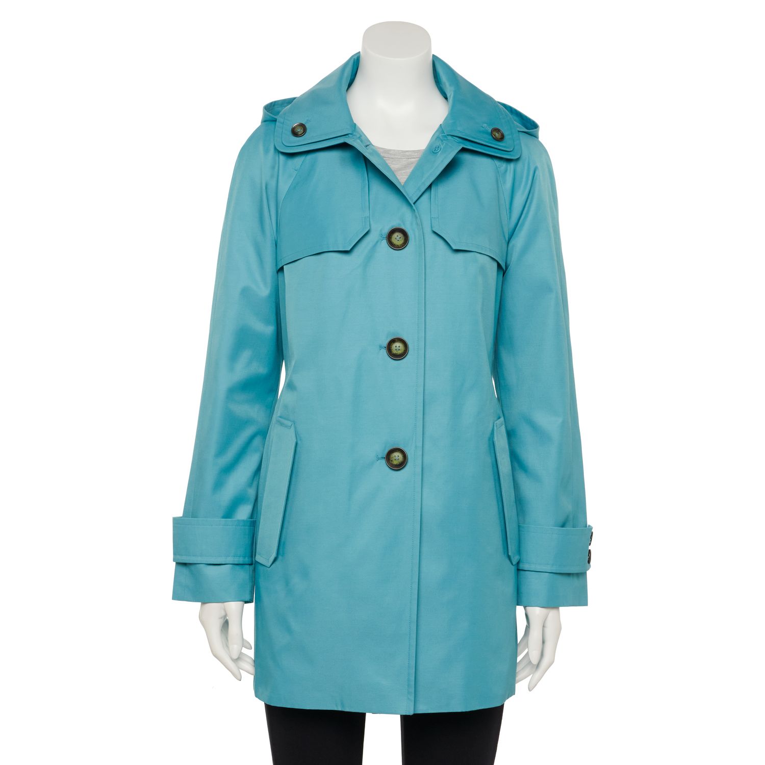 london fog removable hood raincoat