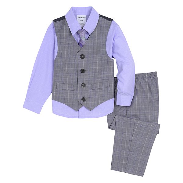 Baby Boy Van Heusen 4 Pc Plaid Vest, Shirt, Pants & Tie Set