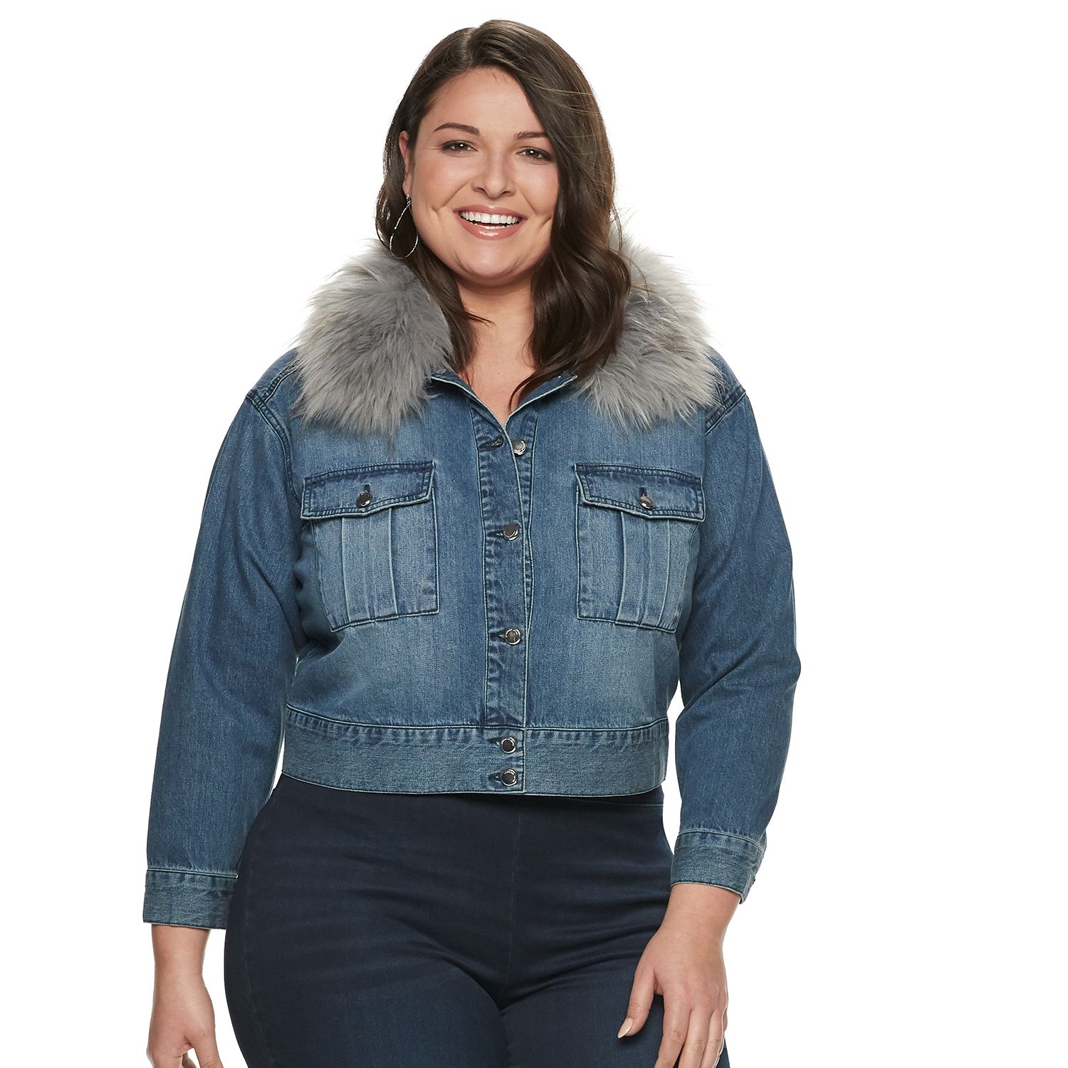 plus size jacket with fur collar