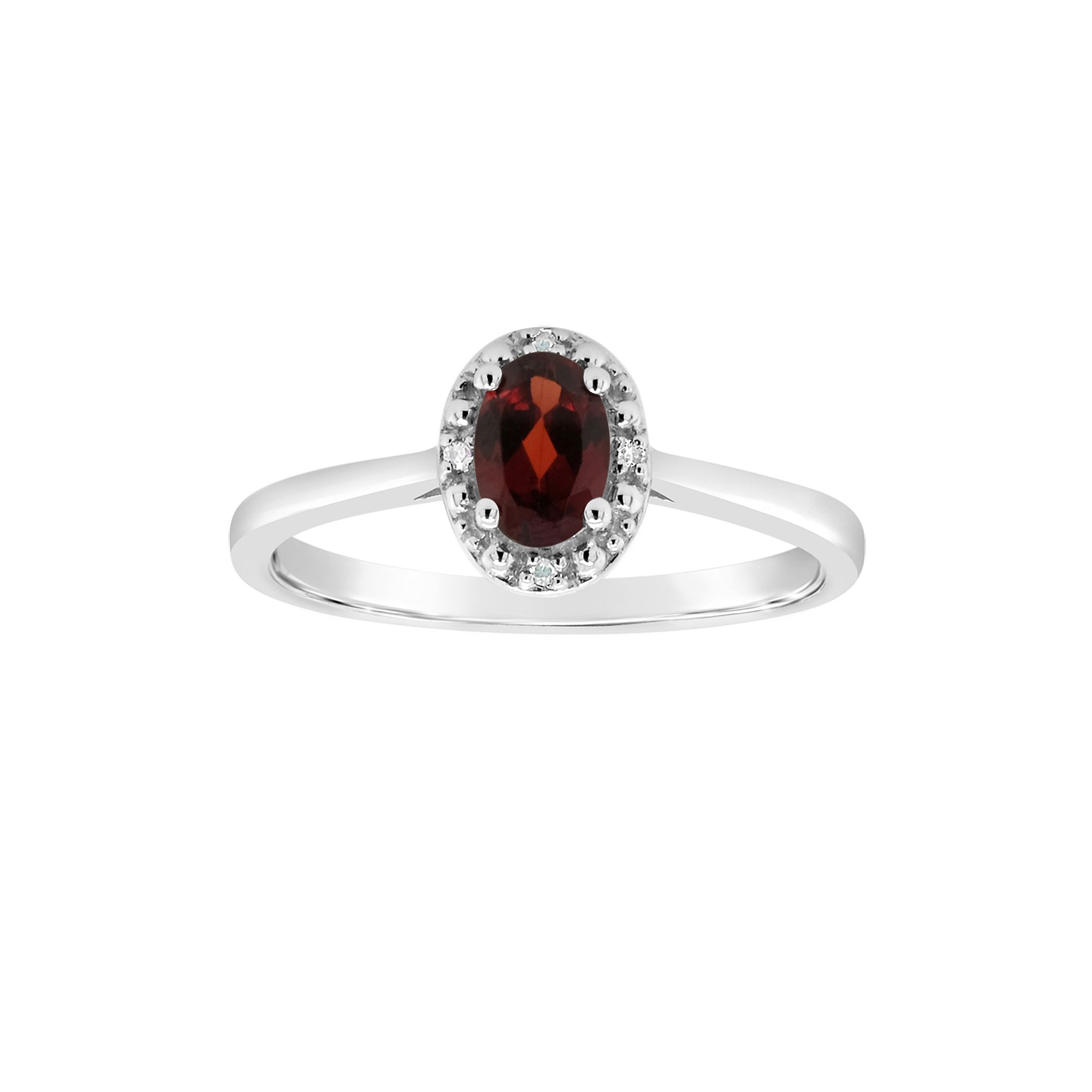 Celebration Gems Sterling Silver Oval Genuine Garnet Diamond Accent Frame R