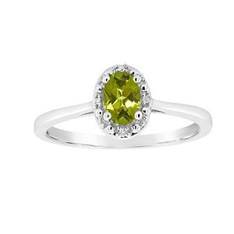 Celebration Gems Sterling Silver Oval Genuine Garnet Diamond Accent Frame Ring