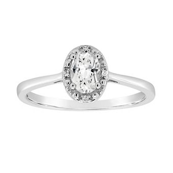 Celebration Gems Sterling Silver Oval Genuine Garnet Diamond Accent Frame Ring