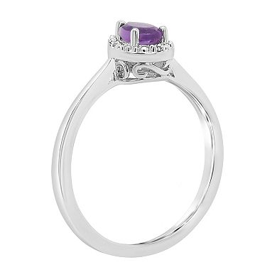 Celebration Gems Sterling Silver Pear Shaped Diamond Accent Frame Ring