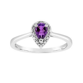 Celebration Gems Sterling Silver Pear Shaped Diamond Accent Frame Ring