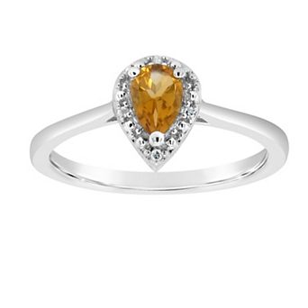 Celebration Gems Sterling Silver Pear Shaped Diamond Accent Frame Ring