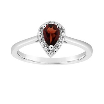 Celebration Gems Sterling Silver Pear Shaped Diamond Accent Frame Ring