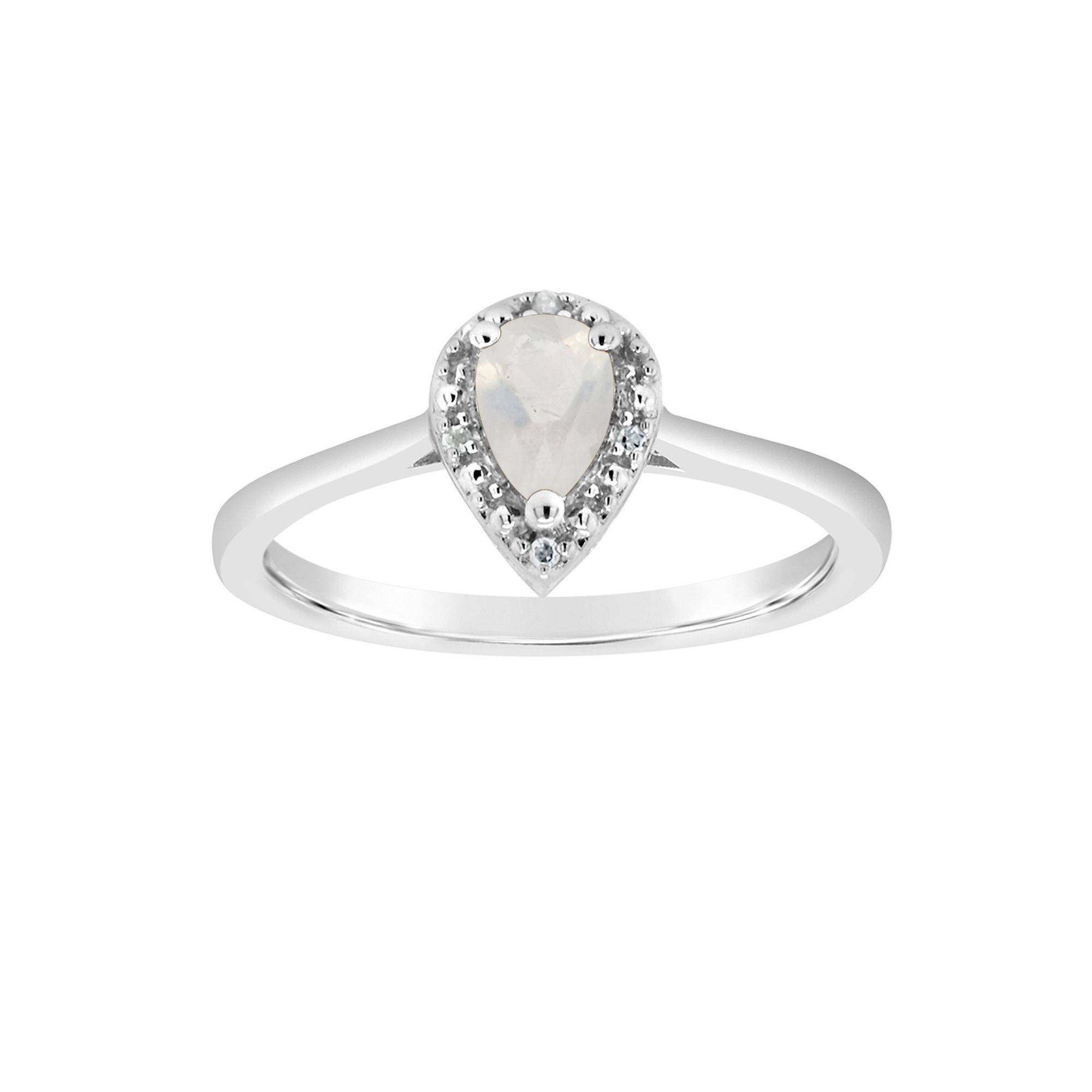 Celebration Gems Sterling Silver Pear Shaped Diamond Accent Frame Ring, Wom