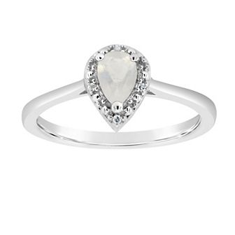Celebration Gems Sterling Silver Pear Shaped Diamond Accent Frame Ring