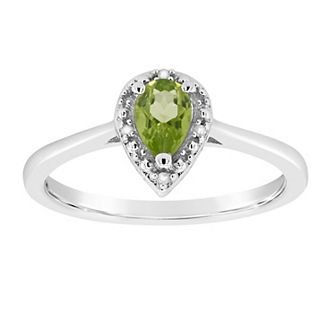 Celebration Gems Sterling Silver Pear Shaped Diamond Accent Frame Ring