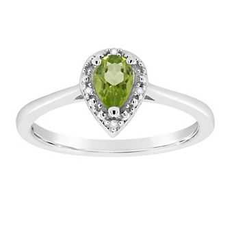 Celebration Gems Sterling Silver Pear Shaped Diamond Accent Frame Ring