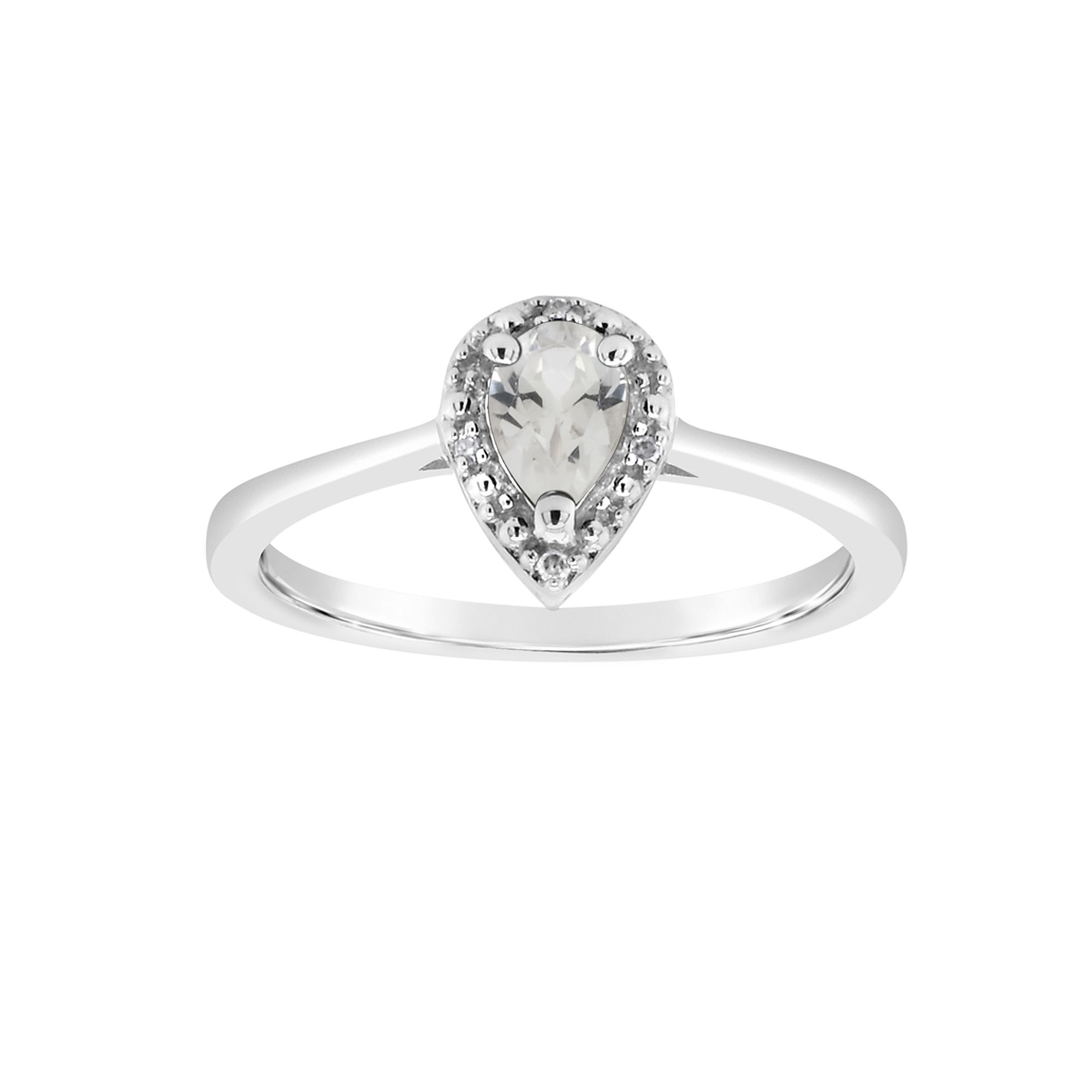Celebration Gems Sterling Silver Pear Shaped Diamond Accent Frame Ring, Wom