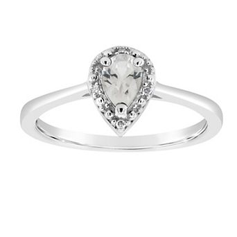 Celebration Gems Sterling Silver Pear Shaped Diamond Accent Frame Ring