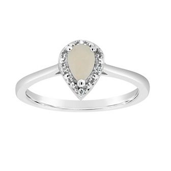 Celebration Gems Sterling Silver Pear Shaped Genuine Aquamarine Diamond Accent Frame Ring