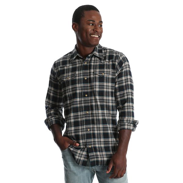 Men's Wrangler Plaid Flannel Snap-Front Western Shirt