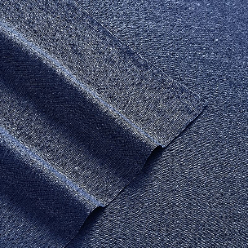 Brooklyn Loom Linen Sheet Set with Pillowcases, Blue, Queen Set