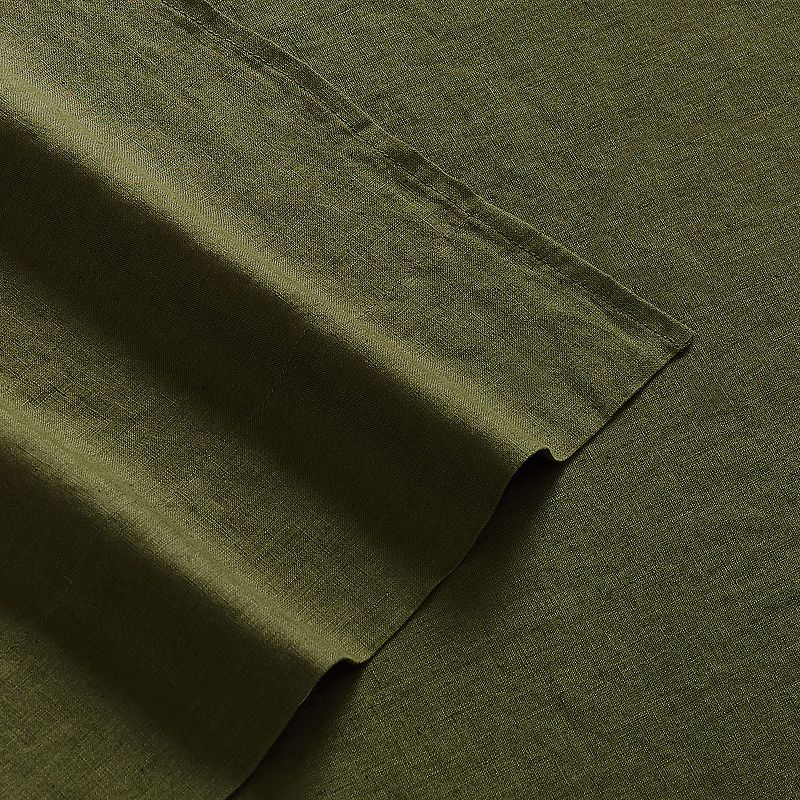 Brooklyn Loom Linen Sheet Set with Pillowcases, Green, Queen Set