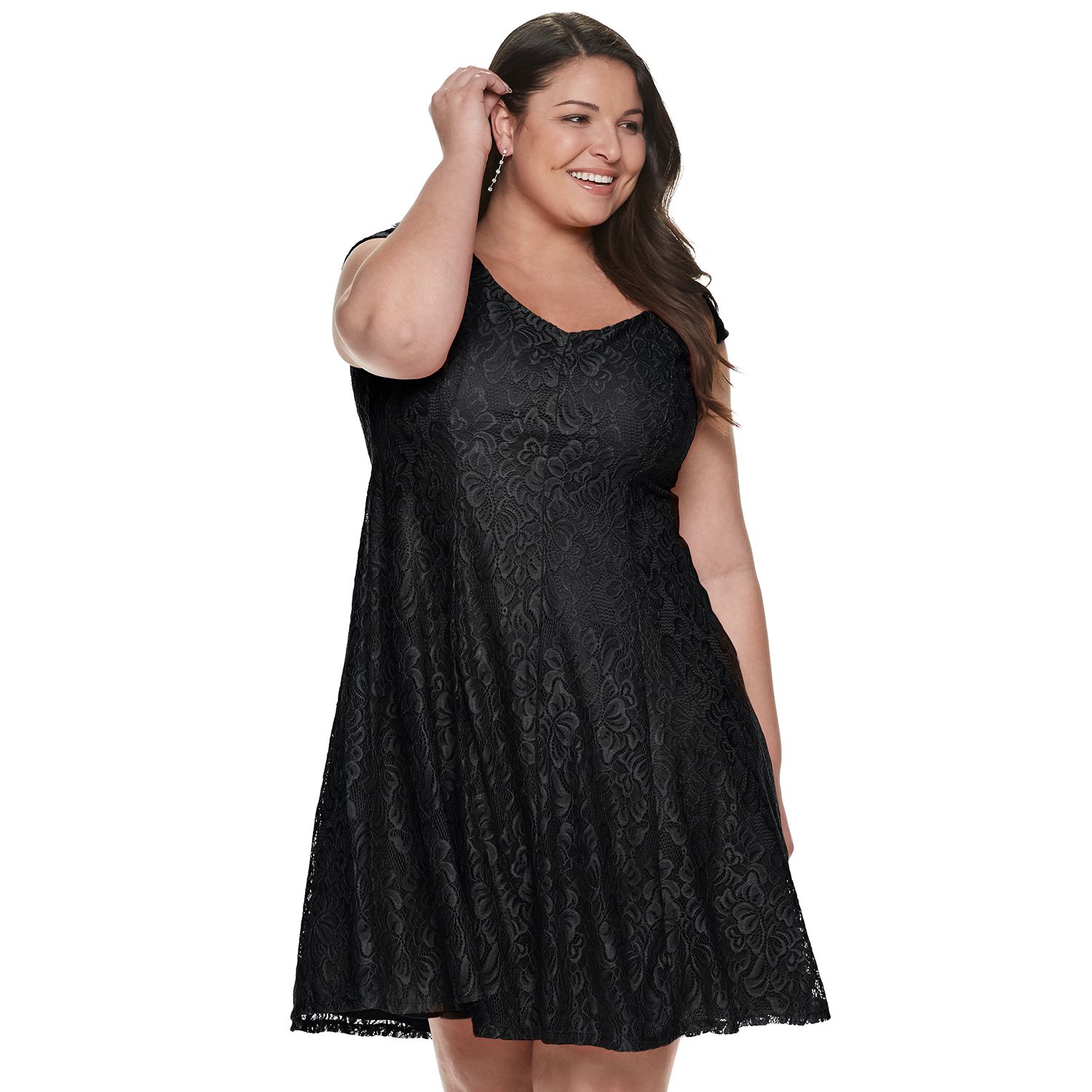 plus size black fit and flare dress