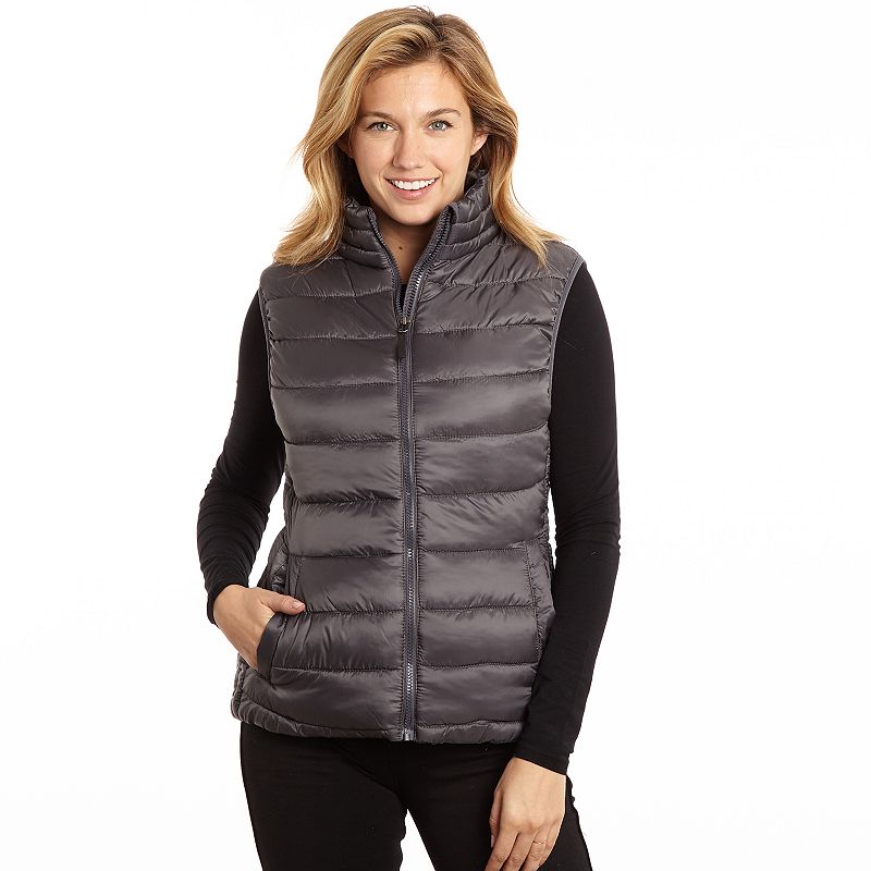 Womens Excelled Excelled Women's Plus Polyester Puffer Vest, Size: 2XL, Gray