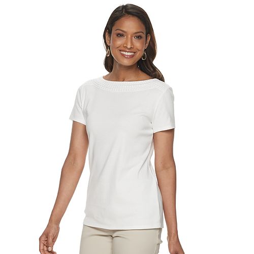 Women's Croft & Barrow® Trimmed Neck Tee