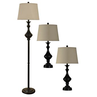 Madison Bronze Finish Table & Floor Lamp 3 pc Set