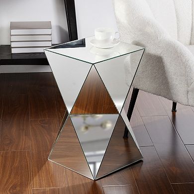 Angled Mirror End Table